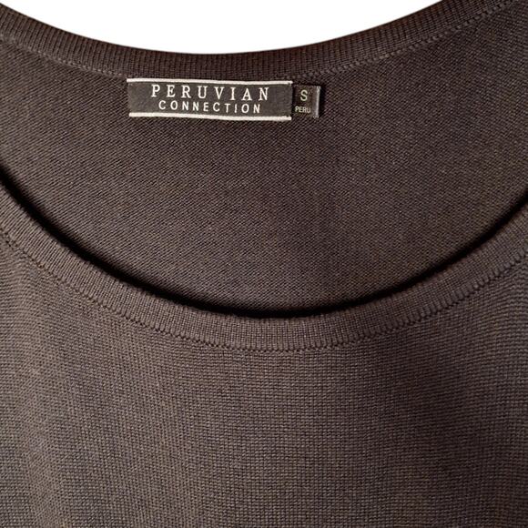 Peruvian Connection Modal Pima cotton blend knit sweater dress black Pleated s - Picture 4 of 7